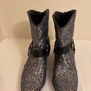 Cape Robbin Sparkling Silver Ankle Boots